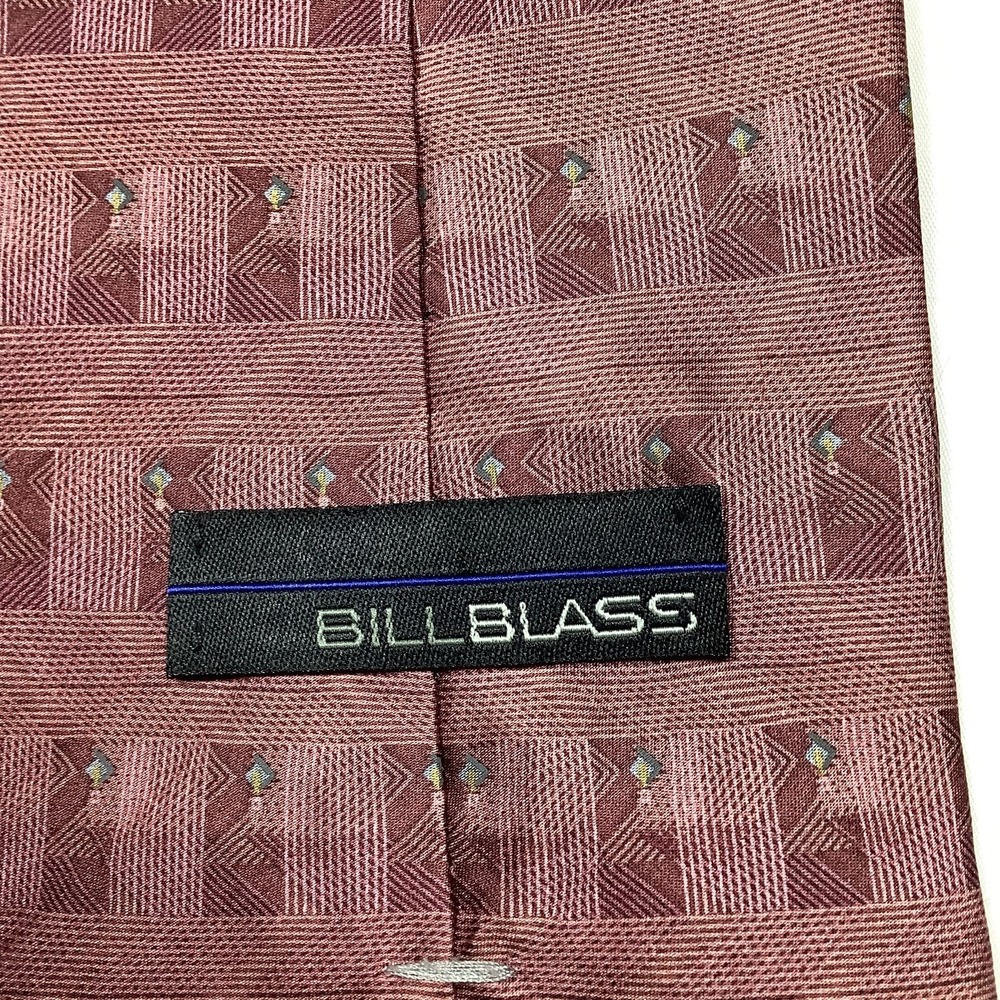Bill Blass Men's Silk Tie Burgundy Geometric